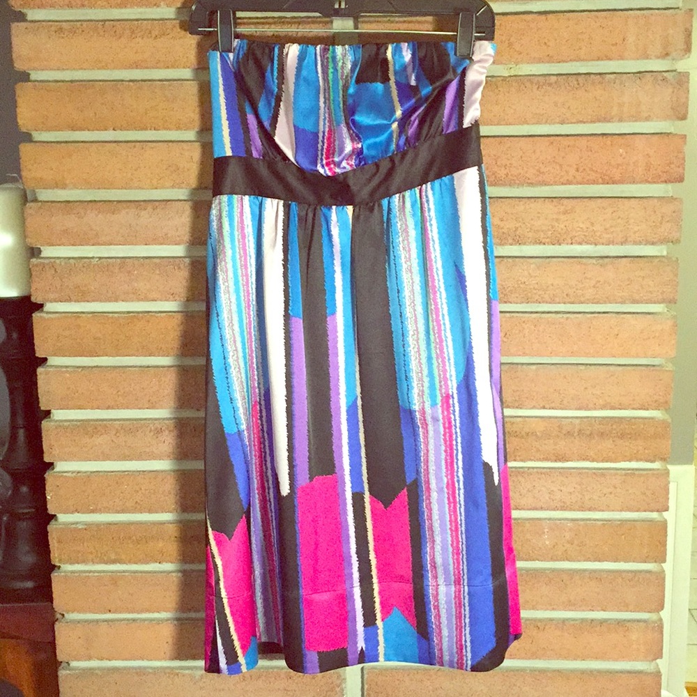 The Limited multi-colored strapless dress.